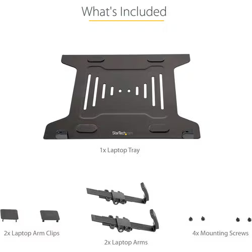 StarTech Adjustable Monitor Arm Laptop Tray, Secures Notebooks up to 4.5kg (9.9lb), 75x75 & 100x100