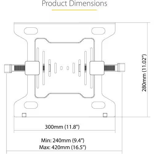 StarTech Adjustable Monitor Arm Laptop Tray, Secures Notebooks up to 4.5kg (9.9lb), 75x75 & 100x100