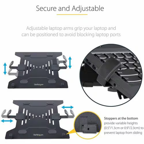 StarTech Monitor and Laptop Arm Mount, Displays up to 34" (17.6lb/8kg), VESA Laptop Tray Arm, Clamp / Grommet