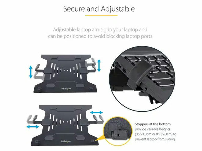 StarTech Monitor and Laptop Arm Mount, Displays up to 34" 17.6lb/8kg , VESA Laptop Tray Arm, Clamp / Grommet