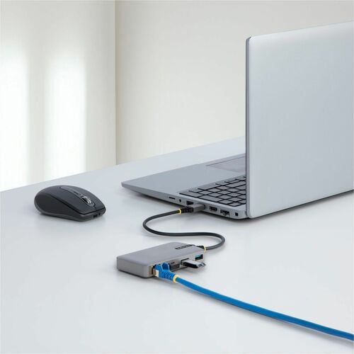 StarTech 3-Port USB Hub with Ethernet, USB-A Ports, Gigabit Ethernet/GbE, 5Gbps, 1ft/30cm Cable, Portable Laptop USB Hub