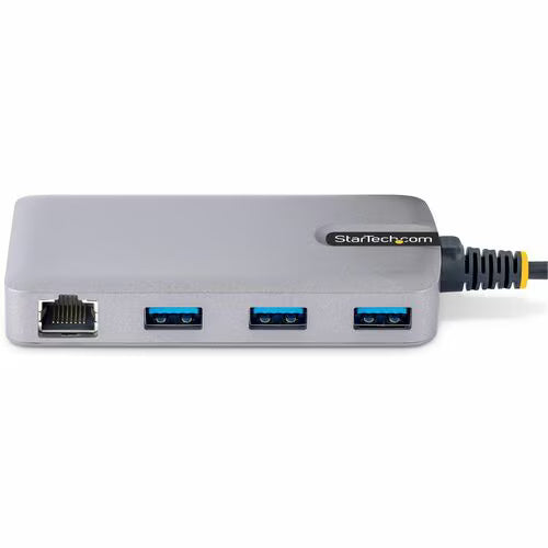 StarTech 3-Port USB Hub with Ethernet, USB-A Ports, Gigabit Ethernet/GbE, 5Gbps, 1ft/30cm Cable, Portable Laptop USB Hub