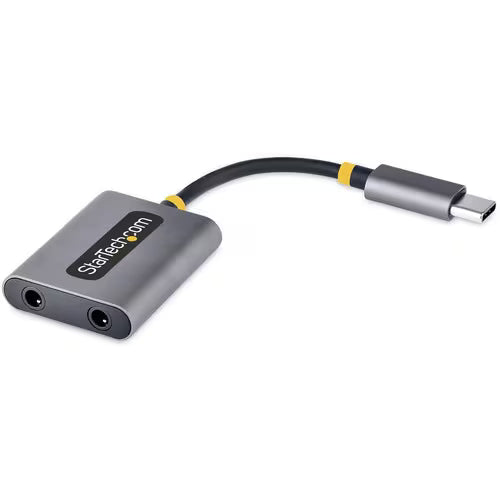StarTech USB-C Headphone Splitter, USB Type C Dual Headset Adapter w/Mic Input, USB C to 3.5mm Audio Adapter/Earphone Dongle