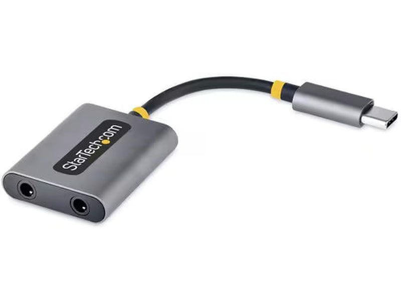 StarTech USB-C Headphone Splitter, USB Type C Dual Headset Adapter w/Mic Input, USB C to 3.5mm Audio Adapter/Earphone Dongle