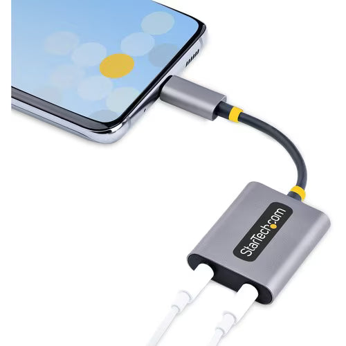 StarTech USB-C Headphone Splitter, USB Type C Dual Headset Adapter w/Mic Input, USB C to 3.5mm Audio Adapter/Earphone Dongle