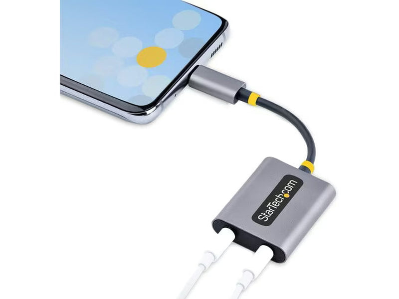 StarTech USB-C Headphone Splitter, USB Type C Dual Headset Adapter w/Mic Input, USB C to 3.5mm Audio Adapter/Earphone Dongle