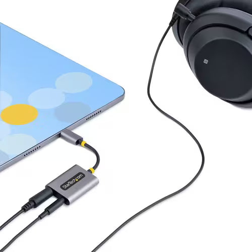 StarTech USB-C Headphone Splitter, USB Type C Dual Headset Adapter w/Mic Input, USB C to 3.5mm Audio Adapter/Earphone Dongle