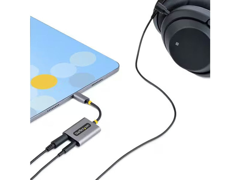 StarTech USB-C Headphone Splitter, USB Type C Dual Headset Adapter w/Mic Input, USB C to 3.5mm Audio Adapter/Earphone Dongle