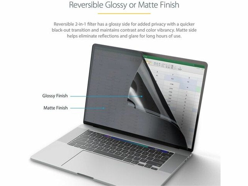 StarTech 14-inch MacBook Pro 21/23 Laptop Privacy Screen, Anti-Glare Privacy Filter w/51% Blue Light Reduction, Matte/Glossy Sides