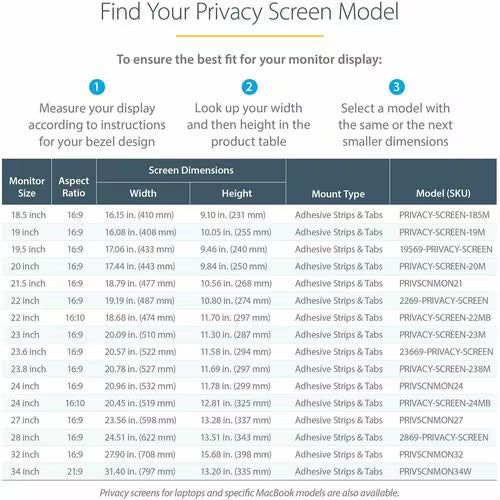 StarTech 22-inch 16:9 Computer Monitor Privacy Filter