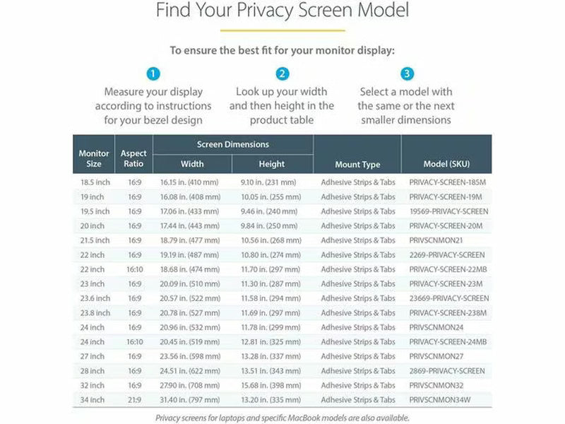 StarTech 22-inch 16:9 Computer Monitor Privacy Filter