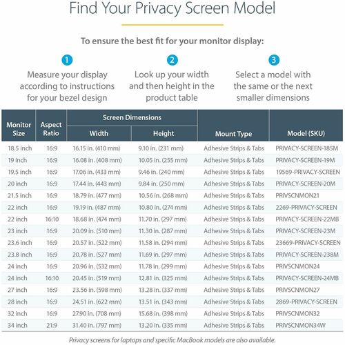 StarTech 19.5-inch 16:9 Computer Monitor Privacy Filter