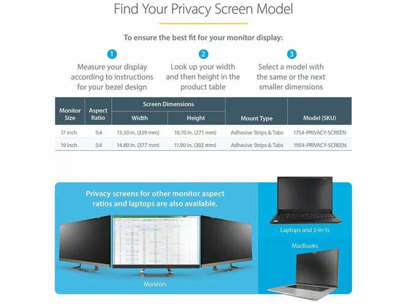 StarTech 17-inch 5:4 Computer Monitor Privacy Filter