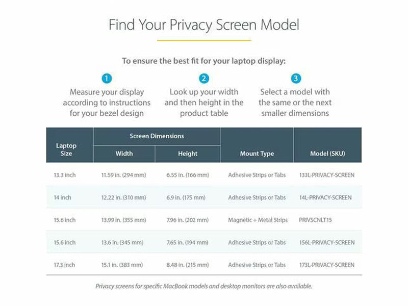 StarTech 15.6-inch 16:9 Laptop Privacy Filter, Anti-Glare Privacy Screen w/51% Blue Light Reduction, +/- 30° View Angle