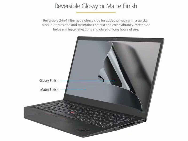 StarTech 15.6-inch 16:9 Laptop Privacy Filter, Anti-Glare Privacy Screen w/51% Blue Light Reduction, +/- 30° View Angle