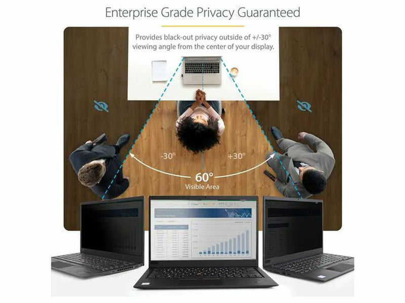 StarTech 15.6-inch 16:9 Laptop Privacy Filter, Anti-Glare Privacy Screen w/51% Blue Light Reduction, +/- 30° View Angle