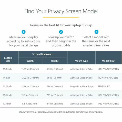 StarTech Anti-glare Privacy Screen Filter - TAA Compliant - For 33.8 cm 13.3" LCD Notebook