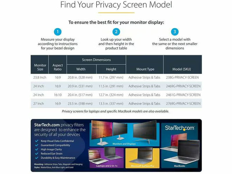 StarTech 24-inch 16:9 Gold Monitor Privacy Screen