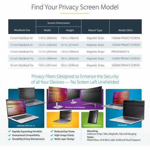 StarTech 15-inch MacBook Air 2023/2024 Laptop Privacy Screen
