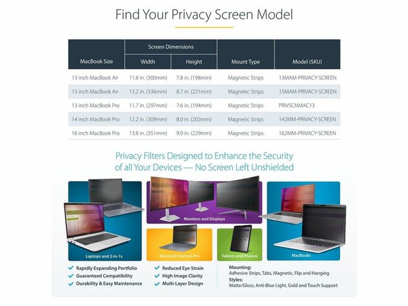 StarTech 15-inch MacBook Air 2023/2024 Laptop Privacy Screen