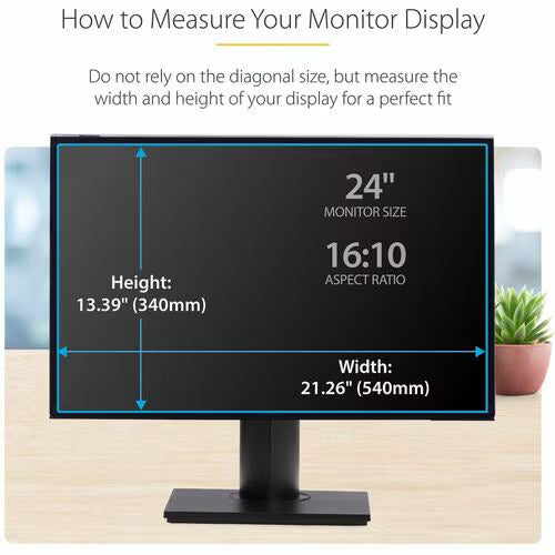StarTech 24-inch 16:10 Computer Monitor Privacy Screen, Hanging Acrylic Filter