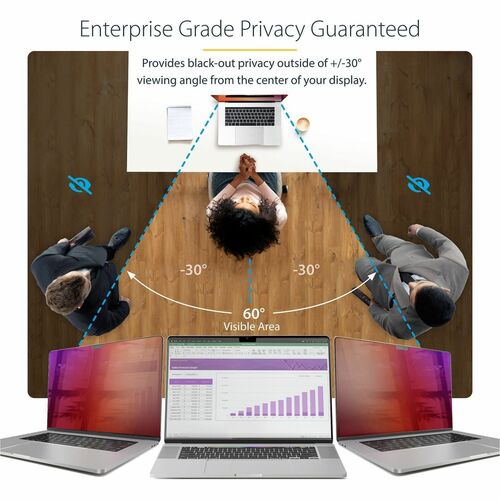 StarTech 16-inch MacBook Pro 21/23 Privacy Screen, Gold Filter w/Enhanced Privacy, Computer Security Filter, +/- 30 Deg. View Angle