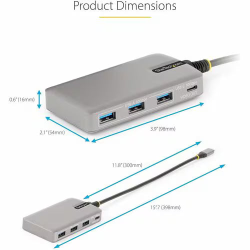 StarTech 4-Port USB-C Hub with USB-C DP Alt Mode Video Output 4K 60Hz - 3x USB-A, 1x USB Type-C, 100W Power Delivery Pass-Through