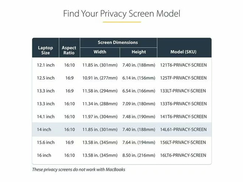 StarTech 14-inch 16:10 Flip-Up Privacy Screen with Touch, Anti-Glare Blue Light Filter, Laptop Monitor Screen Protector, +/- 30 Deg. View Angle