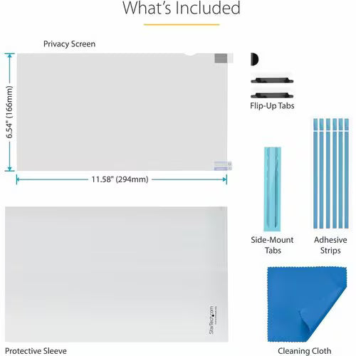 StarTech 13.3-inch 16:9 Flip-Up Privacy Screen with Touch, Anti-Glare Blue Light Filter, Laptop Monitor Screen Protector