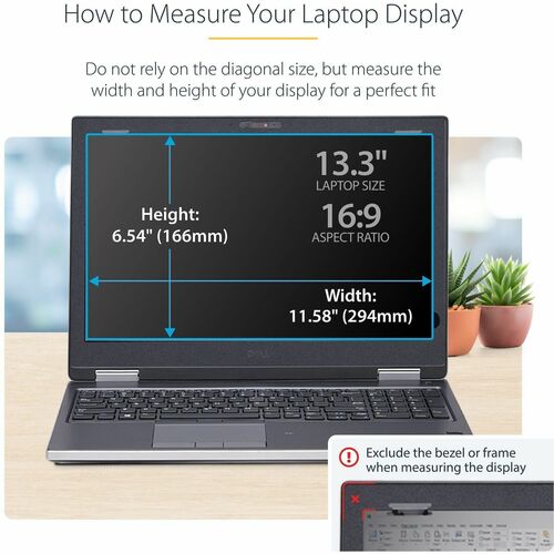 StarTech 13.3-inch 16:9 Flip-Up Privacy Screen with Touch, Anti-Glare Blue Light Filter, Laptop Monitor Screen Protector