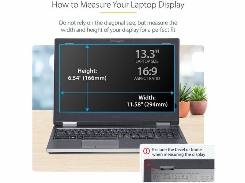 StarTech 13.3-inch 16:9 Flip-Up Privacy Screen with Touch, Anti-Glare Blue Light Filter, Laptop Monitor Screen Protector