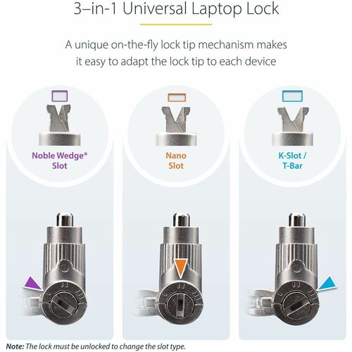StarTech 25-Pack 3-in-1 Keyed Universal Laptop Cable Lock - 6.6ft (2m)