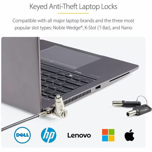 StarTech 25-Pack 3-in-1 Keyed Universal Laptop Cable Lock - 6.6ft (2m)