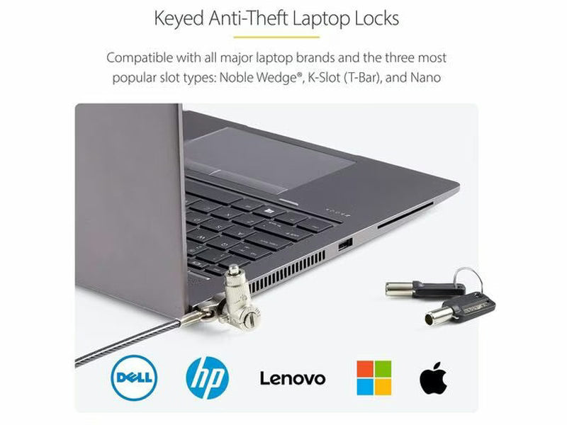 StarTech 25-Pack 3-in-1 Keyed Universal Laptop Cable Lock - 6.6ft 2m