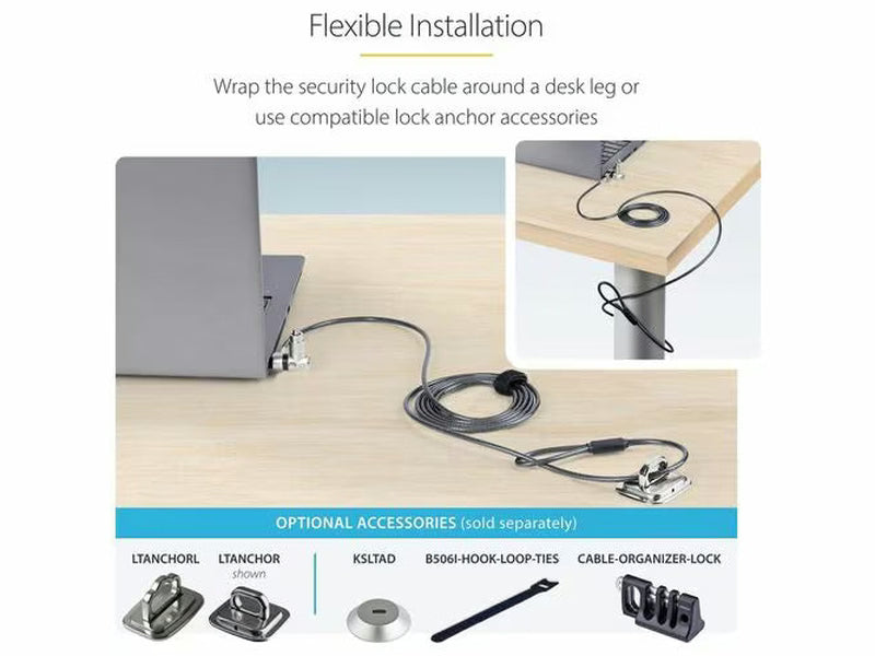 StarTech 25-Pack 3-in-1 Keyed Universal Laptop Cable Lock - 6.6ft 2m