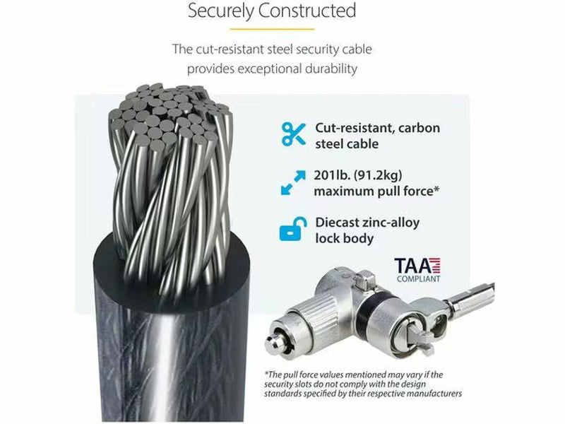 StarTech 25-Pack 3-in-1 Keyed Universal Laptop Cable Lock - 6.6ft 2m