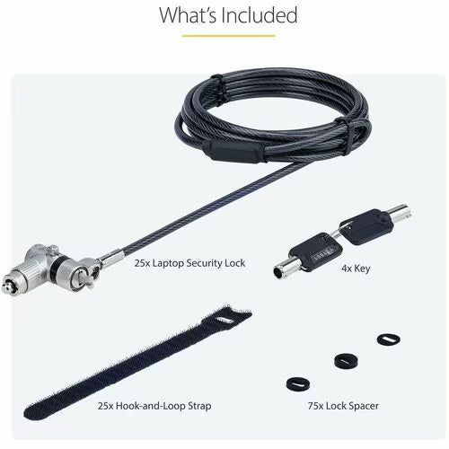 StarTech 25-Pack 3-in-1 Keyed Universal Laptop Cable Lock - 6.6ft (2m)