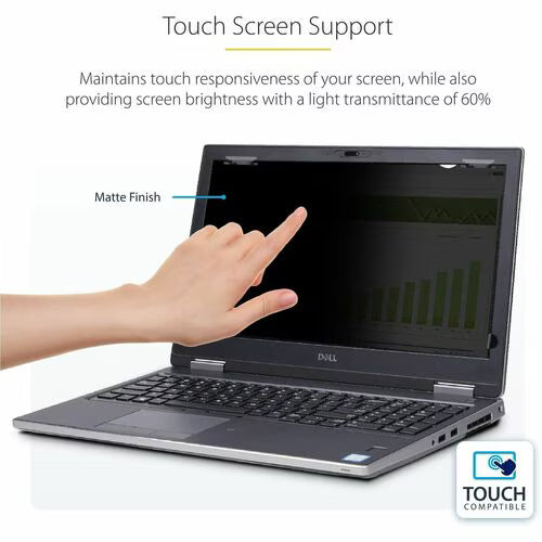 StarTech 12.5-inch 16:9 Flip-Up Privacy Screen with Touch, Anti-Glare Blue Light Filter, Laptop Monitor Screen Protector