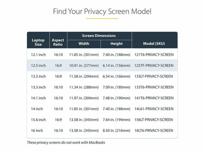 StarTech 12.5-inch 16:9 Flip-Up Privacy Screen with Touch, Anti-Glare Blue Light Filter, Laptop Monitor Screen Protector