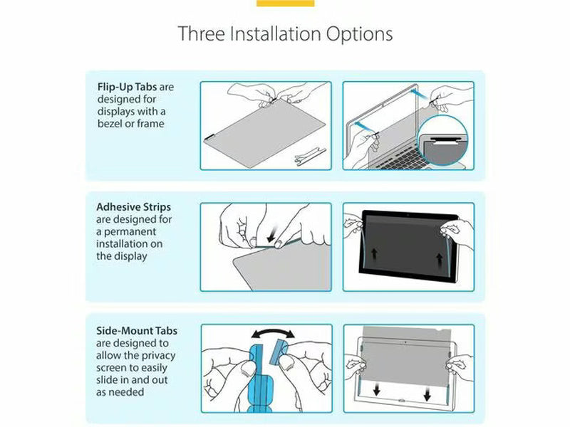 StarTech 17-inch 16:10 Flip-Up Privacy Screen with Touch, Anti-Glare Blue Light Filter, Laptop Monitor Screen Protector