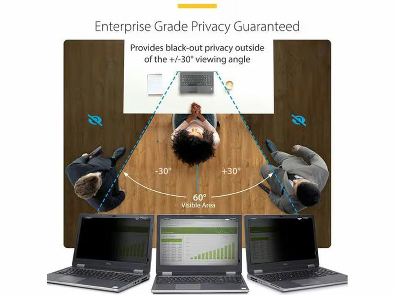 StarTech 17-inch 16:10 Flip-Up Privacy Screen with Touch, Anti-Glare Blue Light Filter, Laptop Monitor Screen Protector