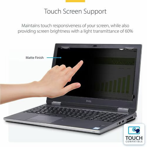 StarTech 17-inch 16:10 Flip-Up Privacy Screen with Touch, Anti-Glare Blue Light Filter, Laptop Monitor Screen Protector