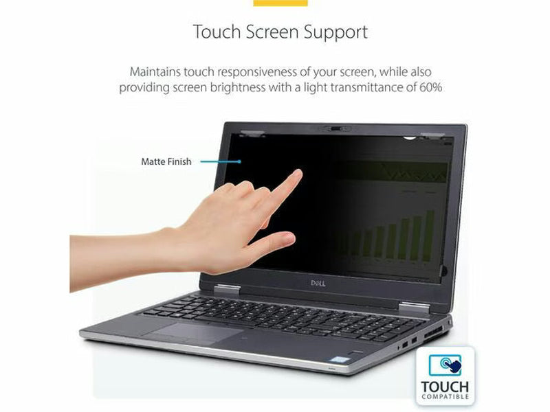 StarTech 17-inch 16:10 Flip-Up Privacy Screen with Touch, Anti-Glare Blue Light Filter, Laptop Monitor Screen Protector