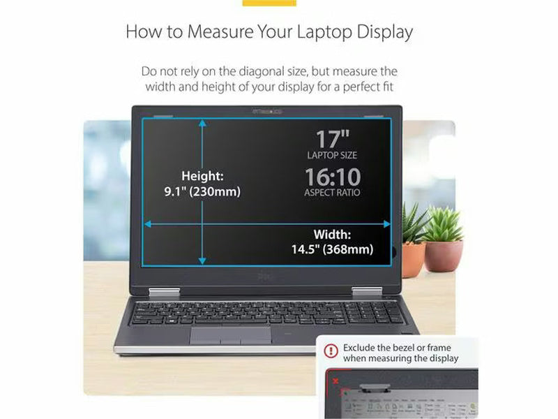 StarTech 17-inch 16:10 Flip-Up Privacy Screen with Touch, Anti-Glare Blue Light Filter, Laptop Monitor Screen Protector