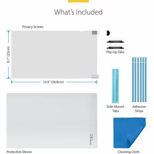 StarTech 17-inch 16:10 Flip-Up Privacy Screen with Touch, Anti-Glare Blue Light Filter, Laptop Monitor Screen Protector