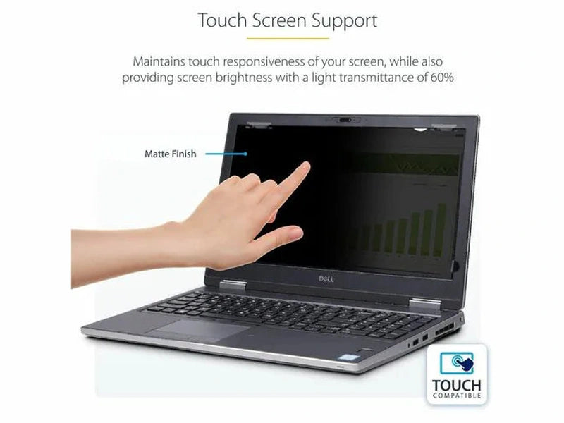 StarTech 15.6-inch 16:9 Flip-Up Privacy Screen with Touch, Anti-Glare Blue Light Filter, Laptop Monitor Screen Protector