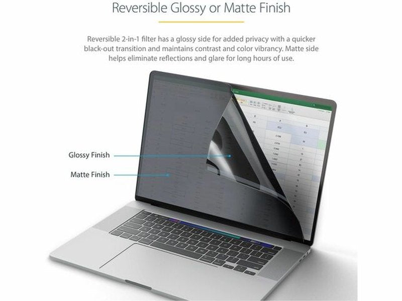StarTech 13.3-inch Flip-Over Laptop Privacy Screen for MacBook Pro, Anti-Glare and Blue Light Reduction Privacy Filter, Screen Protector with +/- 30 Deg. View Angle