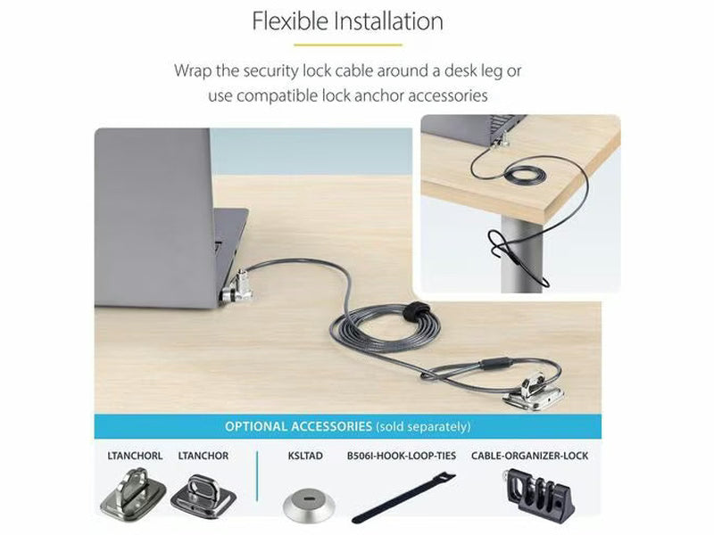 StarTech 25-Pack 3-in-1 Universal Laptop Lock - 6.6ft 2m