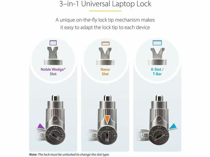 StarTech 25-Pack 3-in-1 Universal Laptop Lock - 6.6ft 2m