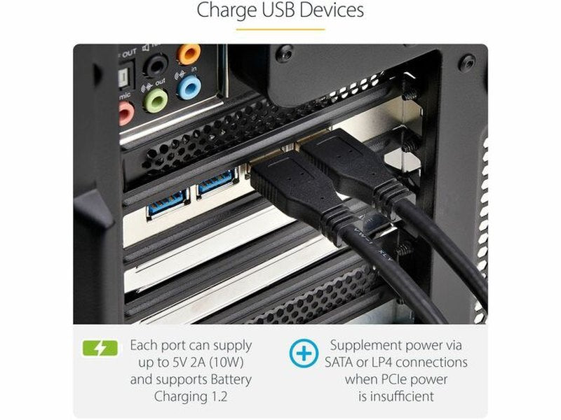 StarTech 4-Port USB PCIe Card, USB 3.2 5Gbps, PCI Express Expansion Card with 4x Independent USB Controllers, 4x USB-A Ports, Windows/macOS/Linux